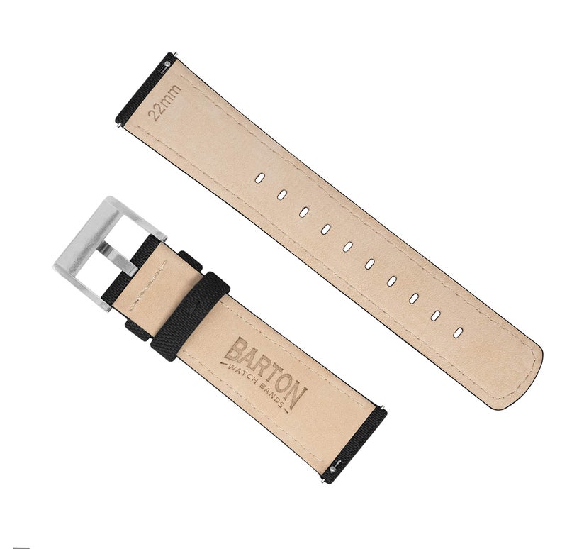 BARTON WATCH BANDS 22mm Black Sailcloth Quick Release Premium Nylon Weave - Image 3